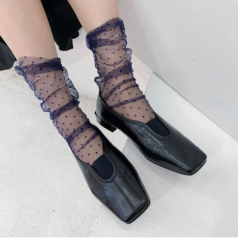 Transparent Dot Female Fashion Mesh Stockings Nylon Tulle Socks Dress Socks