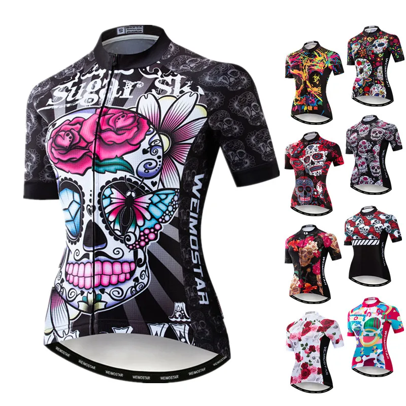 Weimostar 2024 maglia da ciclismo estiva con teschio da donna camicia da bicicletta da strada MTB Bike Jersey Top Outdoor Sport Ropa ciclismo