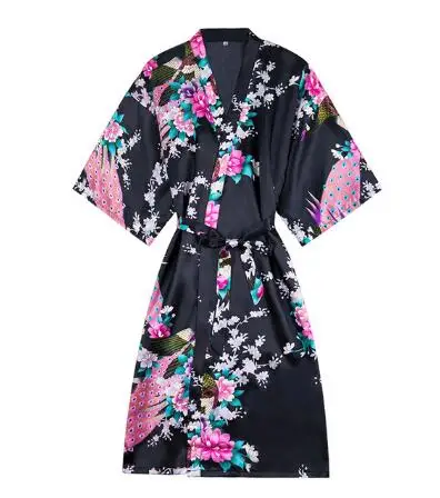 Short Style Asain Japanese Style Kimono Yukata Dress Haori Woman Sleep Night Wear Bathing Robe Oriental Chinese Silk Pajamas