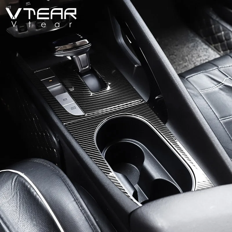 Vtear Car Central Control Cover Gear Shift Panel Cover Stainless Steel Cup Frame Accessories Interior  For Hyundai Elantra 2021