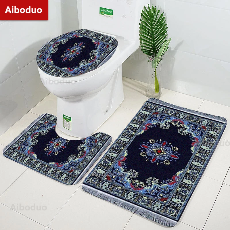 

Aiboduo Persian Carpet Art 3pcs/set Non Slip Toilet Lid Cover Set S M Bathroom Rug Drop Shipping Home Decoration Contour Bat Mat