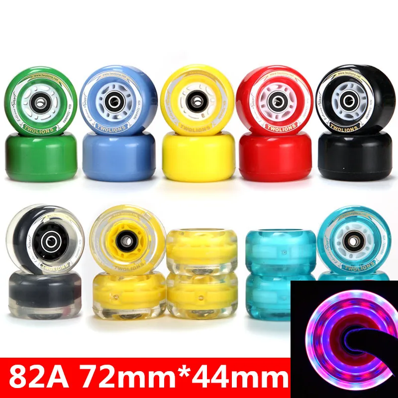 [72mm*44mm] 82A Drift Board Wheel Branded TWOLIONS PU Skateboard wheels, LED Flash Skate Board Wheel with Magnet Core as Gift