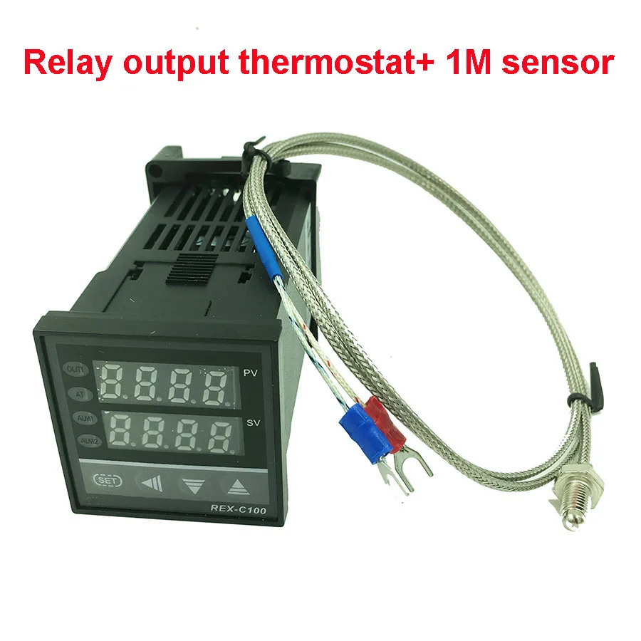 REX-C100 Digital PID Temperature Controller Thermostat Relay/SSR Output 1300C  K Type Thermocouple Probe Sensor Radiator SSR40DA