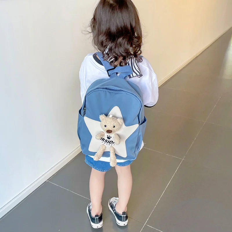 New Kids Backpack Lovely Star Bear Girls Boys Backpack Children Backpack In Kindergarten 2022 Autumn 3-5 Baby School Bag