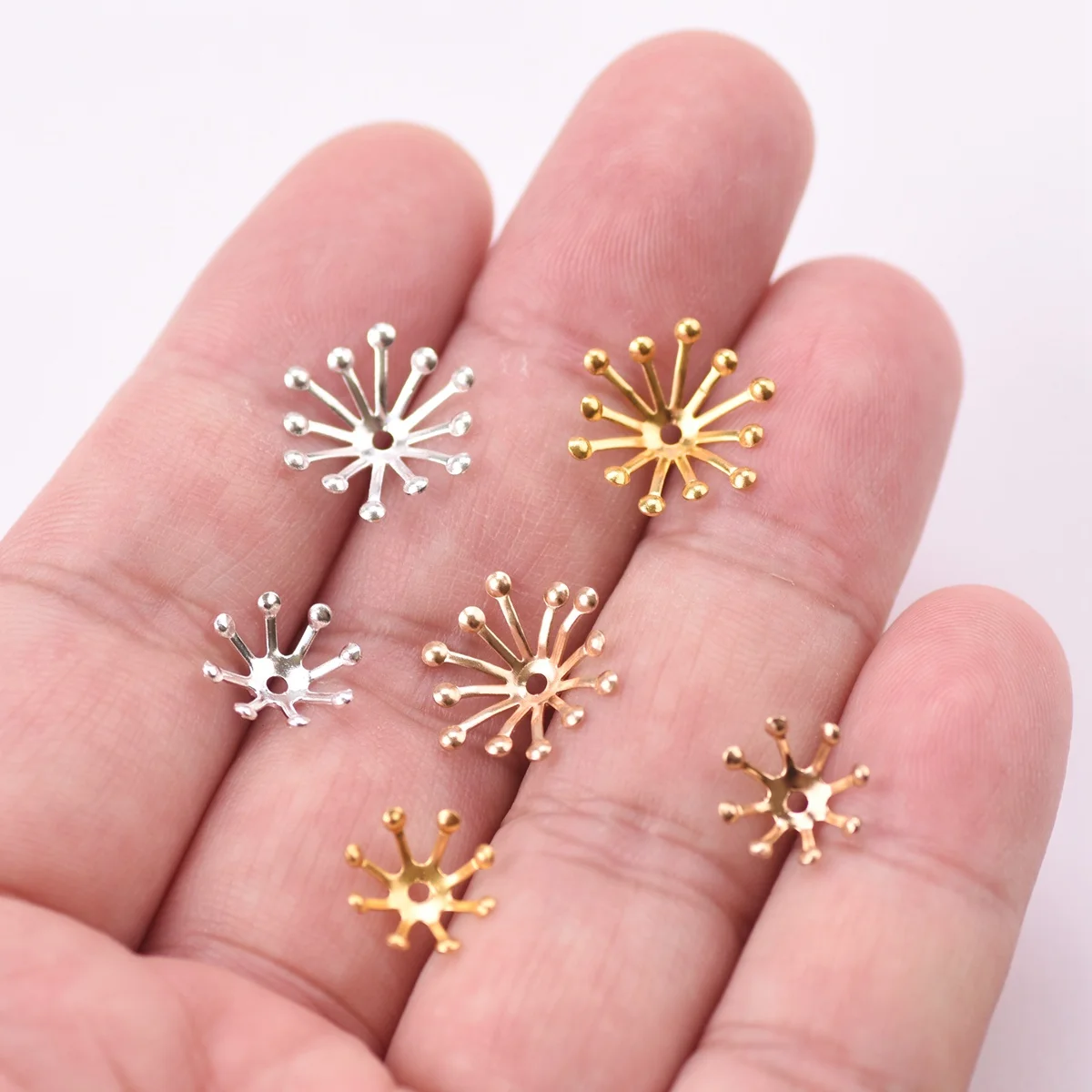 20pcs 10mm 15mm Stamen Pistil Copper Metal Plated Gold Color Silver Color Loose Beads for Jewelry Making DIY Flower Findings