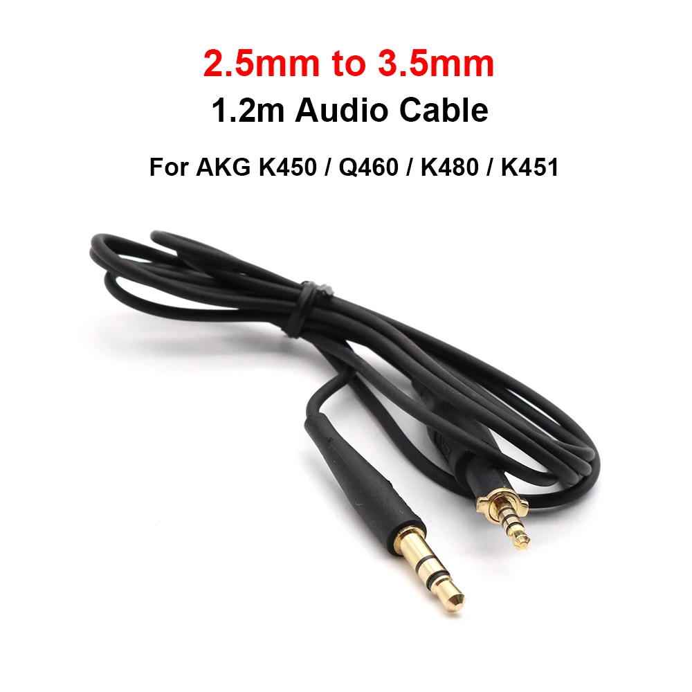 Reemplazo de Cable de Audio auxiliar para auriculares AKG K450 K451 K452 K480 Q460, 3,5mm a 2,5mm, 1,2 M