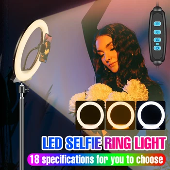 LED Selfie 램프 5V USB 링 라이트 라이브 필 라이트 서클 사진 조명 라이브 비디오 스트리밍을위한 삼각대 스탠드 홀더 