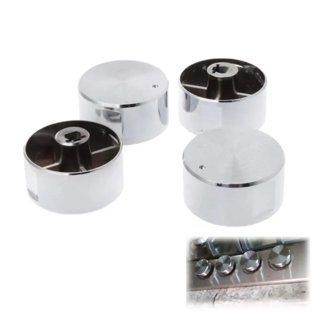 Stoves Cooker Knobs,Oven Knob 4pcs,Zinc alloy 6mm Universal Silver Gas Stove Control Knobs Adaptors Oven Rotary Switch Cooking