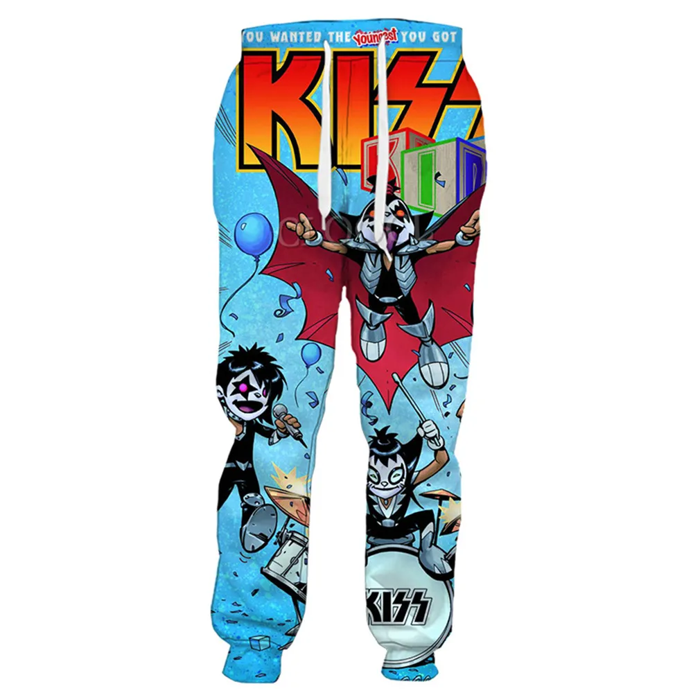 

HX Hip Hop Rock Metal Kiss Band Trousers Men Women 3D Print Fashion Sweatpants Harajuku Streetwear Style Men Jogging Pants