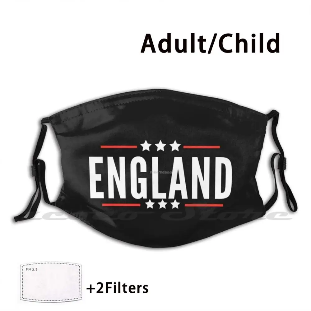 Uk Version England Red And White Spirit Slogan Team Custom Pattern Washable Filter Pm2.5 Adult Kids Mask Union Jack Country