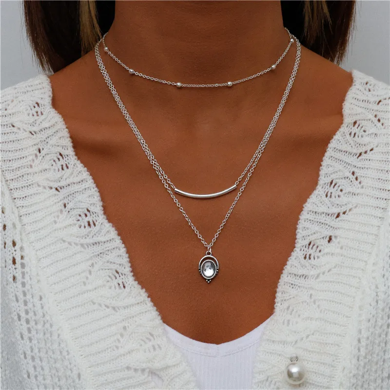 Vintage Mehrschichtige Mond-Münzen-Hamsa-Hand-Kettenhalsketten für Frauen, Boho Elefanten-Herzen-Anhänger Halsketten Schmuck – Detail 4