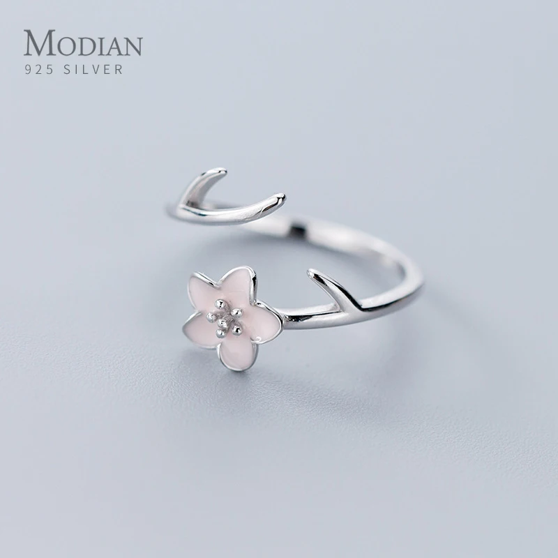 Modian New Arrive 925 Sterling Silver Lovely Plum Blossom Flower Branch Rings For Women Free Size Rings Fine Jewelry 2020 Design