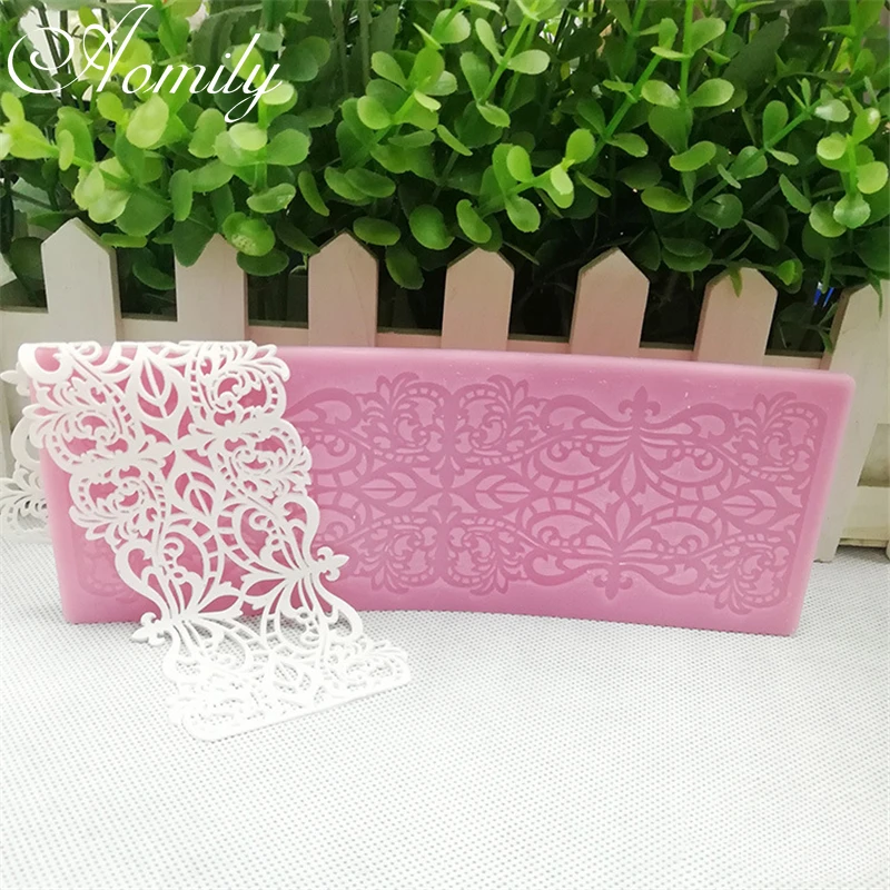 Aomily Wedding Cake Silicone Beautiful Flower Lace Fondant Mold Mousse Sugar Craft Icing Mat Pad Baking Cake Decorating Tools