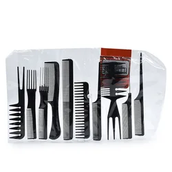 Juego de 10 peines de corte de pelo piezas, peine antiestático portátil para peluquería, peine desenredante, maquillaje, Barbero, herramienta de estilista