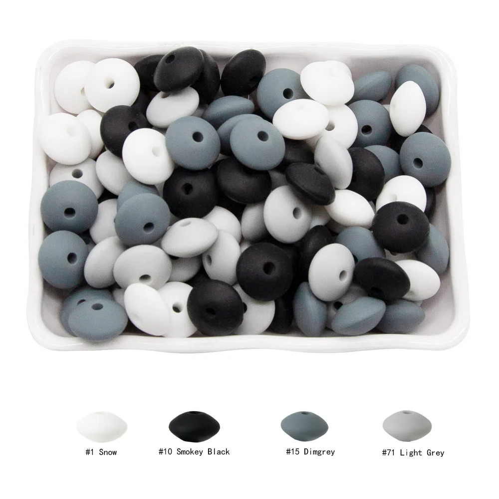 Cute-idea 12mm 10PCs/lot Lentil Silicone Beads Teether Pacifier Chain Accessories Handmade Baby Product Toy Teething BPA Free