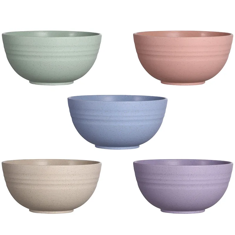 5 stücke 12cm Weizen Stroh Salat Schalen Unzerbrechlich Mischen Schalen Wiederverwendbare Spülmaschine Mikrowelle Sicher Suppe Schalen für Home Küche