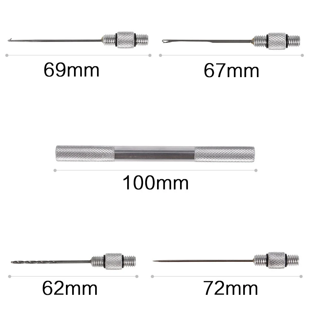 FLYSAND 5-In-1 Carp Fishing Rigging Bait Needle Kit Tool Set Bait Boilie Drill Stringer Needle Nonslip Aluminum Alloy Handle