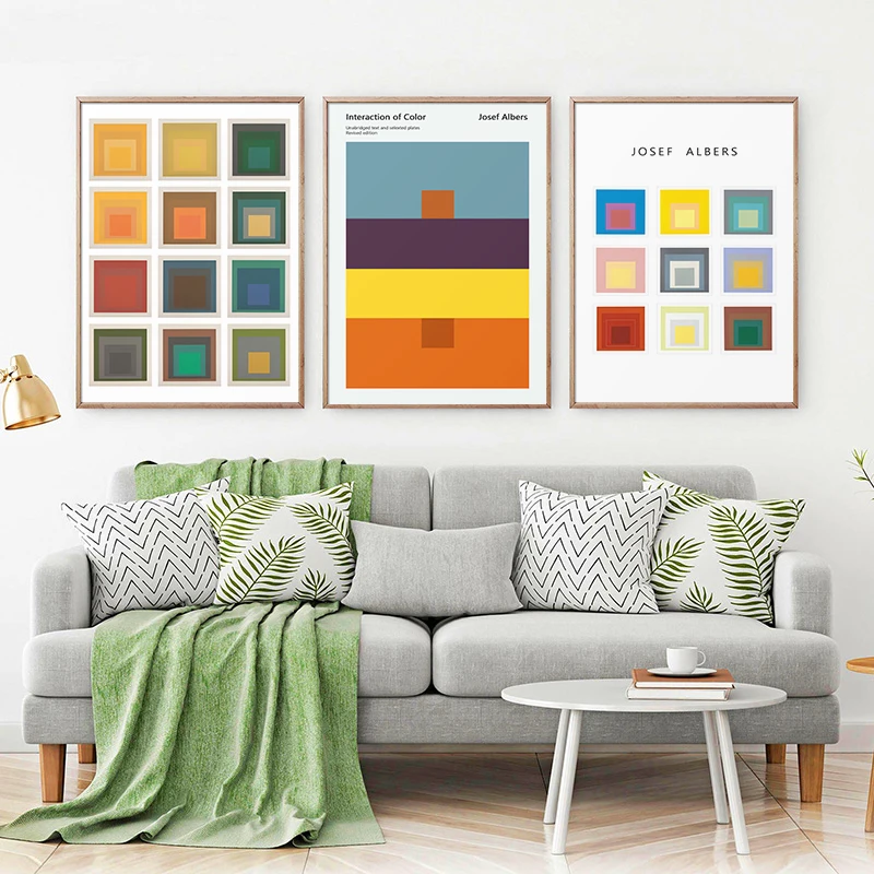 Josef Albers Minimalist Art Abstract Colourful Square Modern Poster Print Canvas Painting Living Room Wall Picture Home Decor