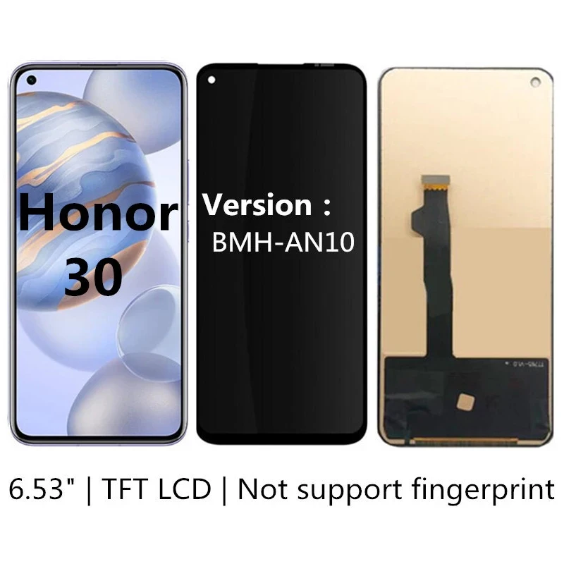 Tested TFT 6.53\'\' LCD For Huawei Honor 30 BMH-AN10 Display For Huawei nova 7 5G JEF-AN00 NX9 AN20 LCD Screen Digitizer Assembly