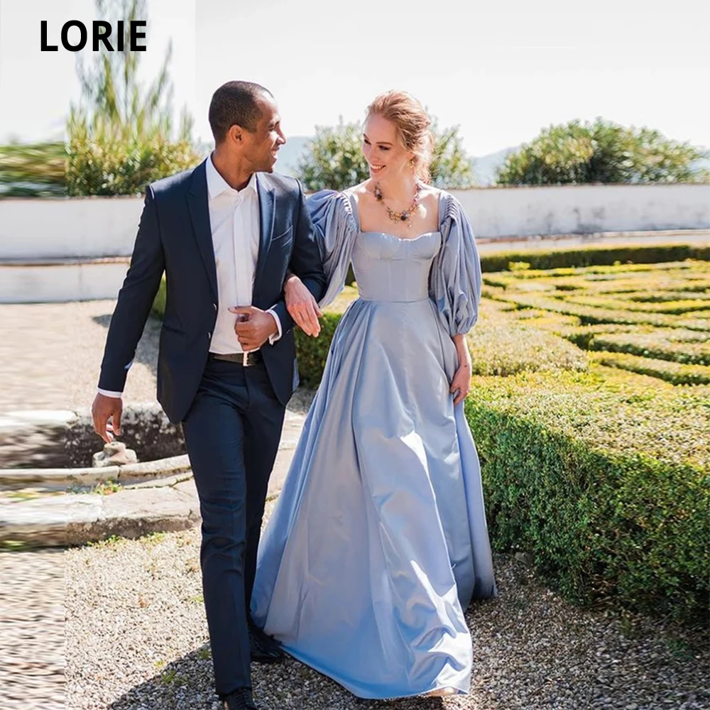 LORIE – Robe De soirée De forme trapèze, tenue De soirée De standing, col carré, manches longues bouffantes, style Boho, lavande, 2021