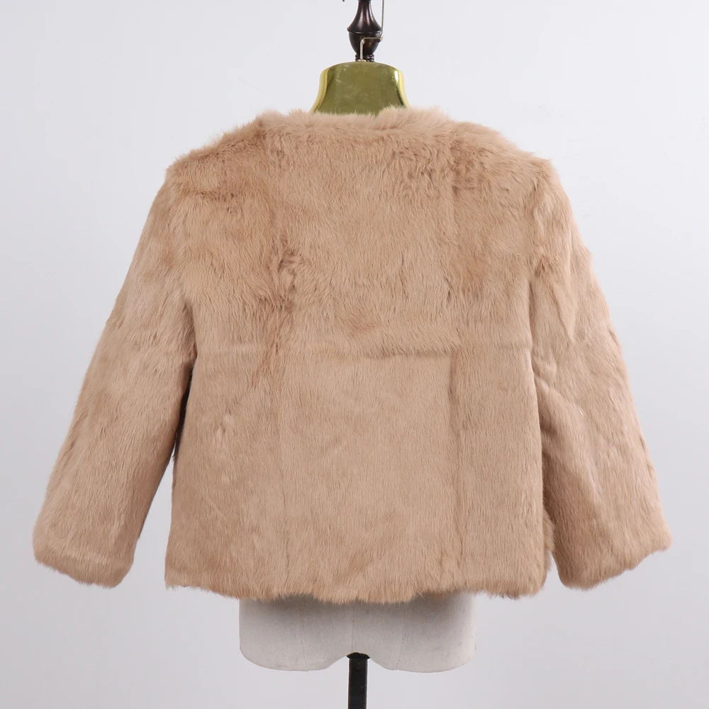 Abrigo de piel de conejo 100% Natural para mujer, chaqueta de piel auténtica de conejo, informal, a la moda, gran oferta, Invierno