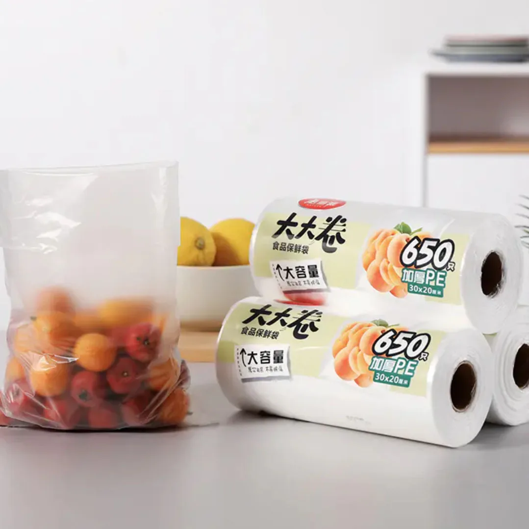 Stockage des aliments SAC À ROULEAUX DPE SANS BPA Sac propre Remise des aliments Sac à roulettes sûr Sac en plastique alimentaire Sac de produits entiers Sac en plastique de qualité alimentaire