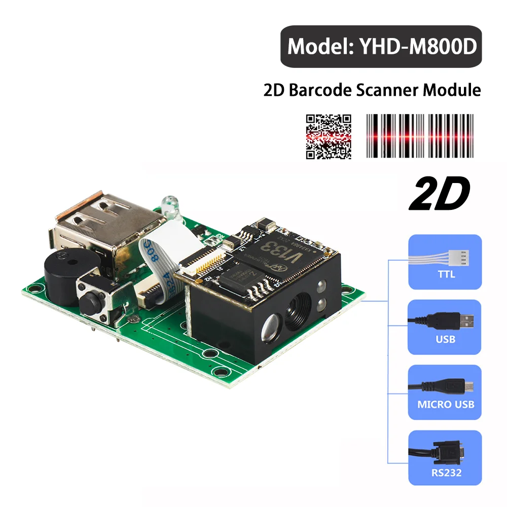 Yhdaa Arduino 2d Mini Raspberry pi Scanner de Código de Barras Incorporado 1d qr Módulo Leitor de Código de Barras com Relação Rs232 Usb Ttl Micro Usb