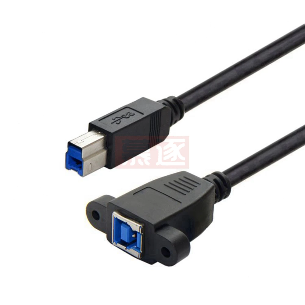 كابل تمديد USB 3.0 B ذكر إلى أنثى مع حامل لوحة لون أسود 0.5 متر