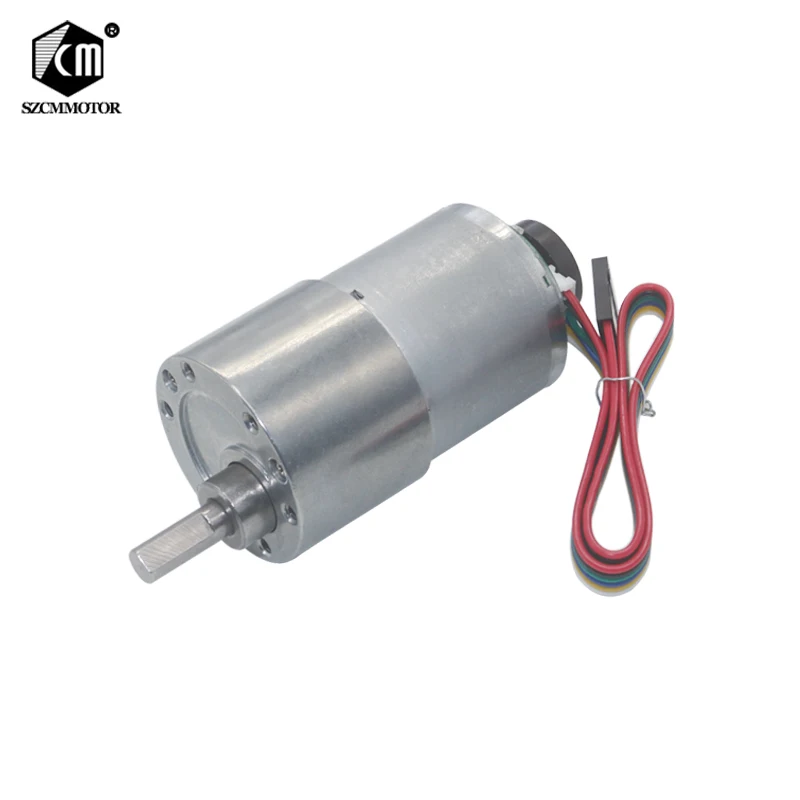 37mm Diameter All Metal Gear Box 12v 24v DC Gear Motor with Encoder 7RPM to 1600 rpm Gearmotor motop High Torque Eccentric Shaft