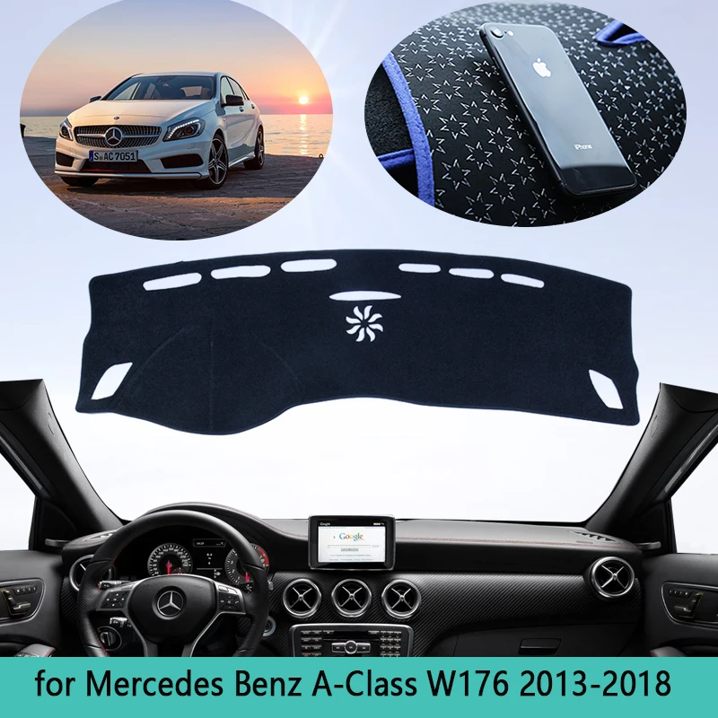 For Mercedes Benz A-Class W176 A-Klasse A160 A180 A200 A450 Anti-UV Dashboard Mat Cover Sunshade Dashmat Carpet Car Accessories