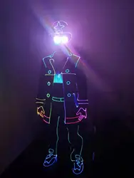 Tron legacy burning man light up suit LED costume Halloween Cosplay Fiber optical dance outfit Luminous clothing Disco DJ