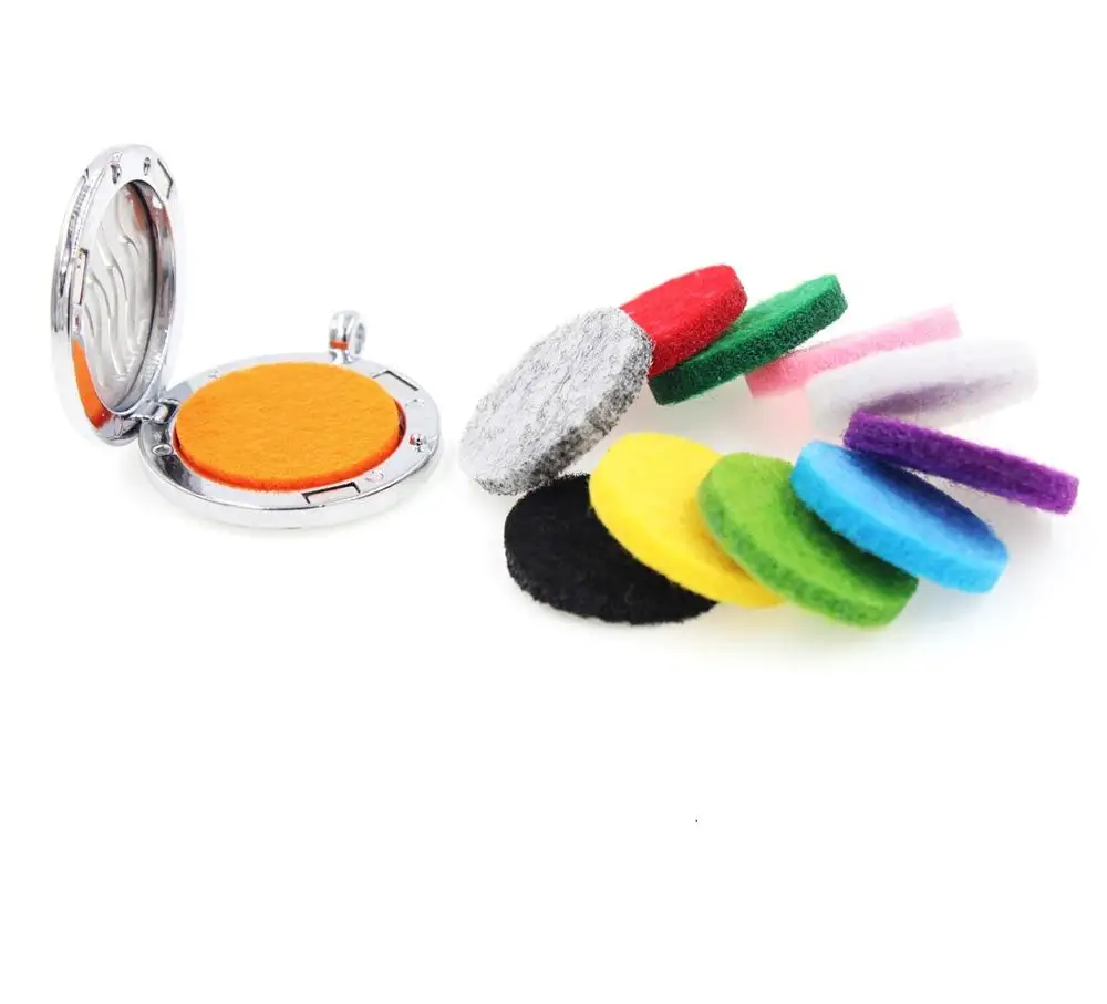 New 20pcs Colorful Aromatherapy Felt Pads 22.5mm Fit for 30mm Essential Oil Diffuser Locket Color Randomly