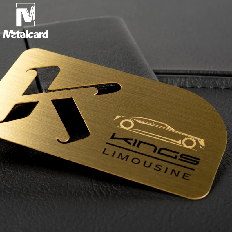 Stainless steel brushed business card hollow metal card plating gold card custom