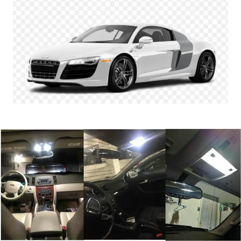 

6x LED interior lighting complete set For Audi R8 2010 trunk glove box make-up mirror lighting error free