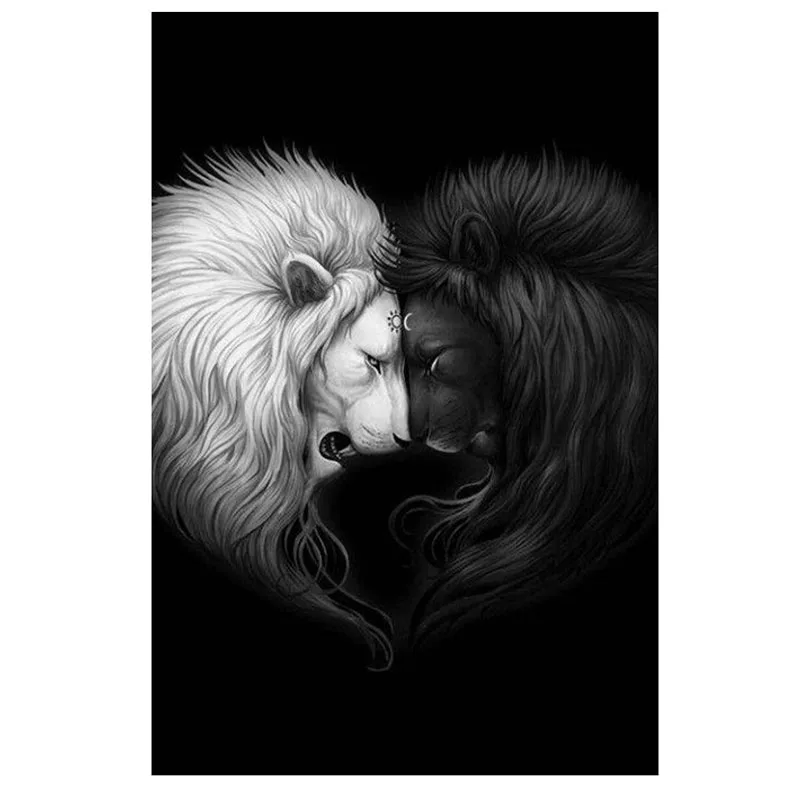 Animal White Black Lion Diamond Painting 