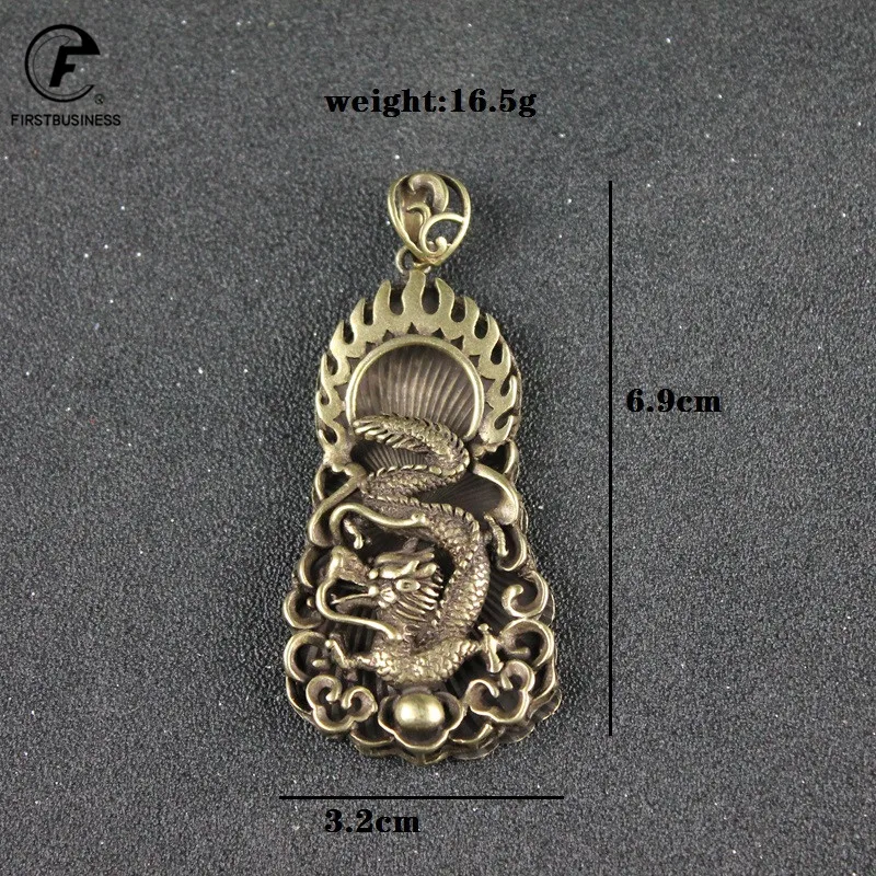 2021 نمط جديد العتيقة النحاس التنين الصيني قلادة قلادة الحيوان محظوظ نعمة الشخصيات الصينية FU هدية السنة الجديدة