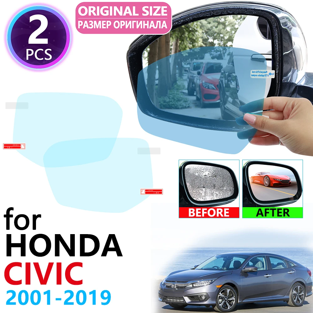 for Honda Civic 7 8 9 10 EU FB FK FA FD 2001~2019 Full Cover Rearview Mirror Anti-fog Rainproof Anti Fog Film Accessories 2012