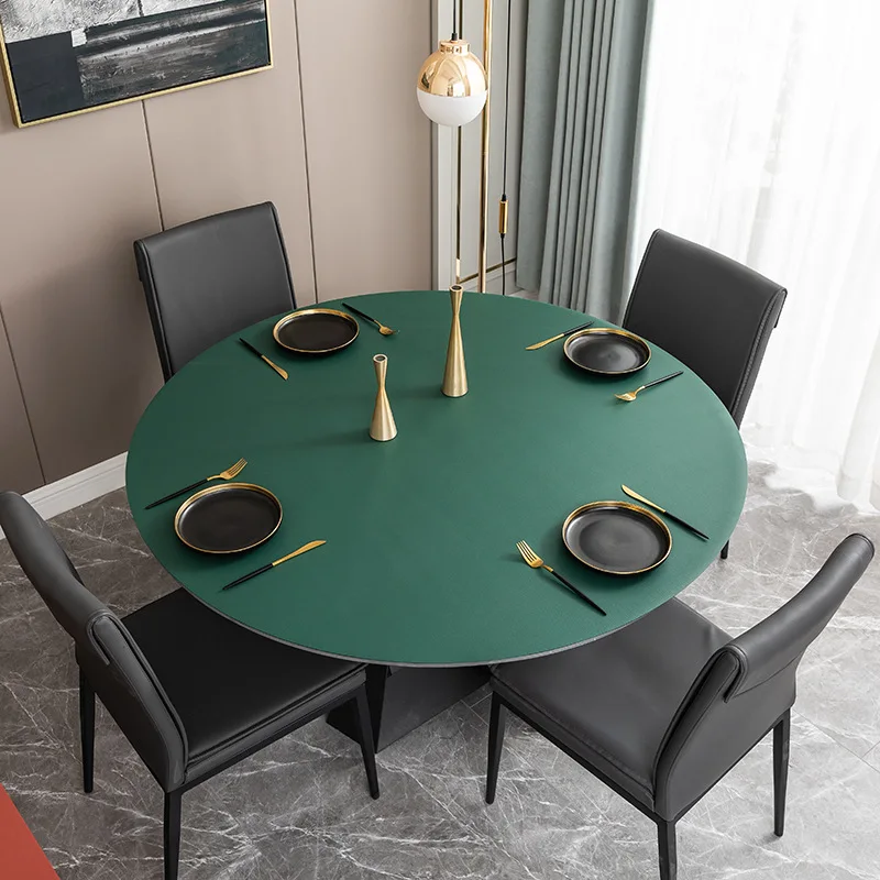 Solid color leather Round tablecloth Waterproof oilproof heat-resistant table mat Odorless party wedding table deco cover pad