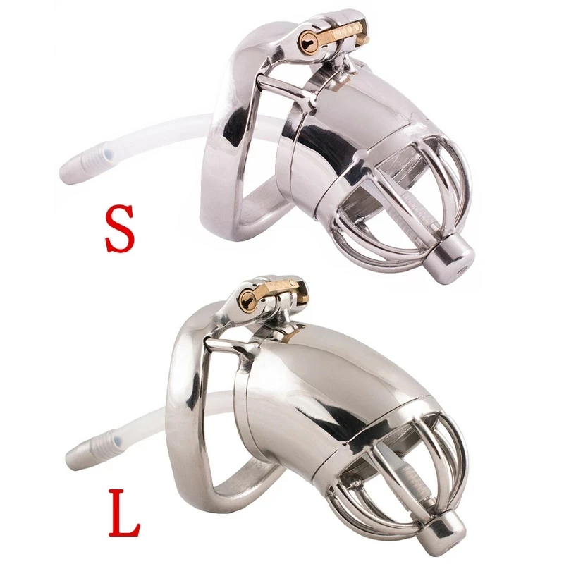 304 Stainless Steel Male Chastity Device Penis Cage Cock Ring with Urethral Sounds Catheter Tube Metal Chastity Belt Lock for Me
