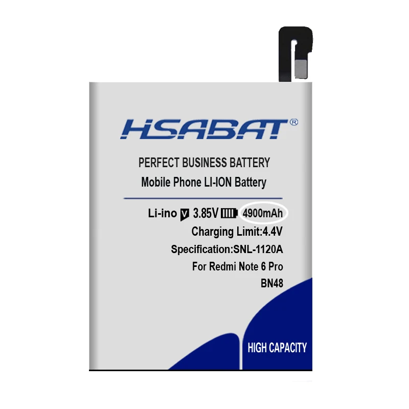Batería HSABAT BN48 4900mAh de alta calidad para XiaoMi Redmi Note 6 Pro / Note6 pro, baterías de repuesto 5