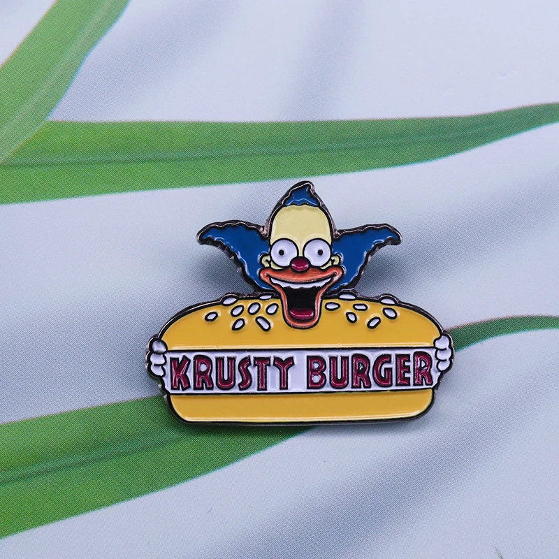 Krusty The Clown Enamel Pin Krusty Burger Cartoon TV Show Pins