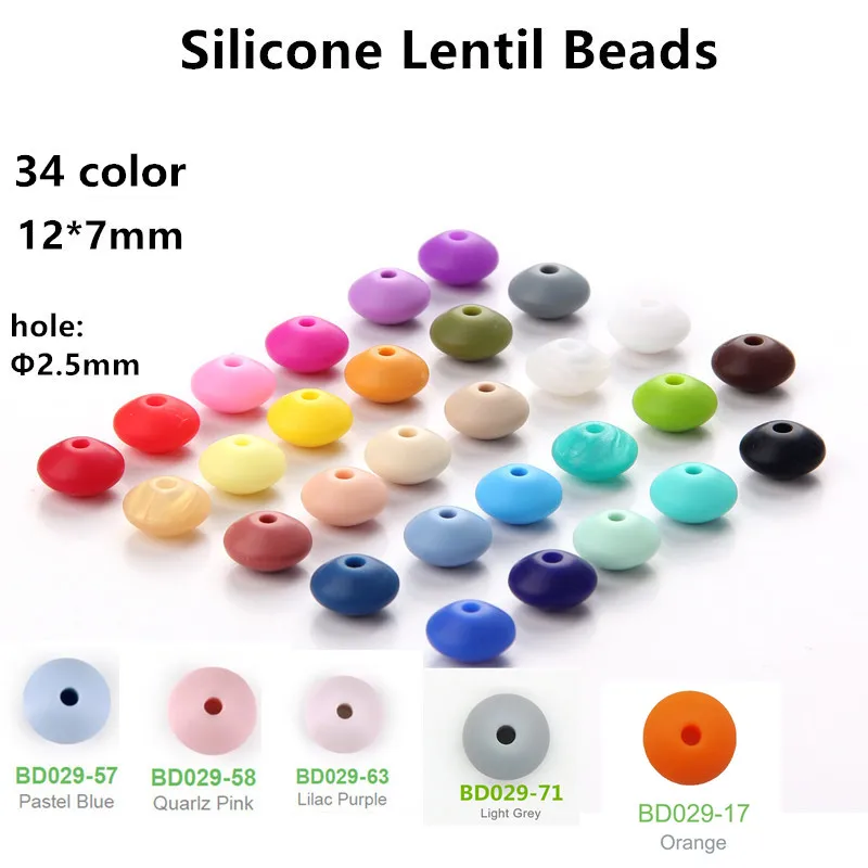 

Chengkai 50pcs 12*7mm BPA Free Silicone Lentil Teether Beads DIY Baby Pacifier Abacus Chewing Jewelry Toy Gift Accessories