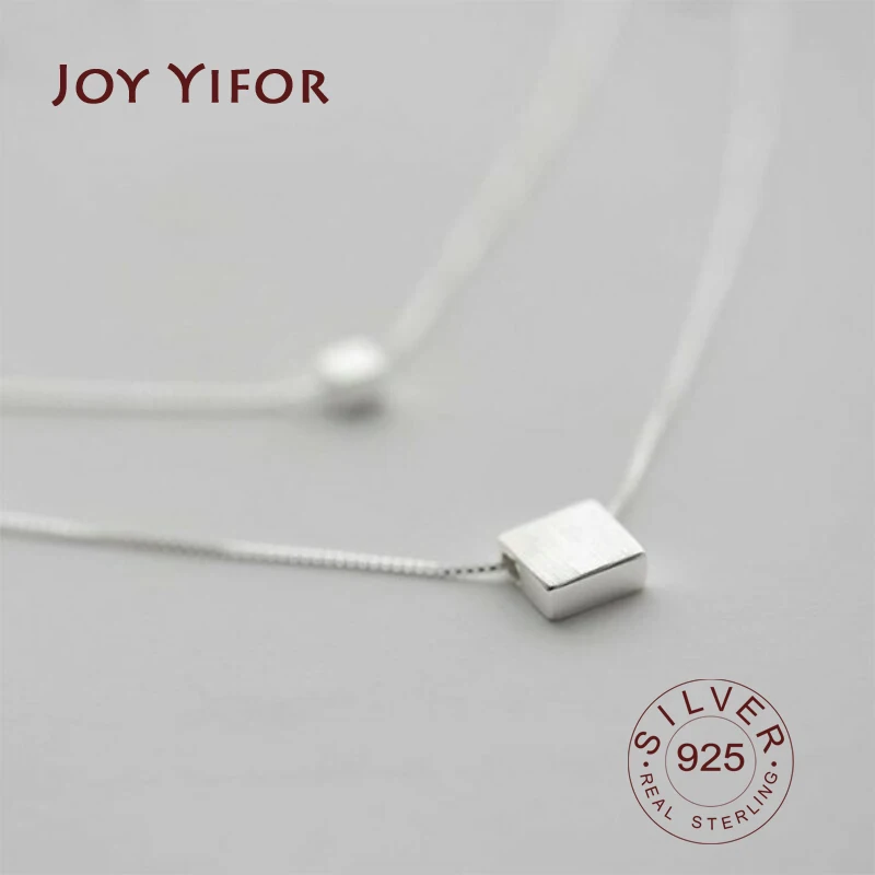 Silver color  necklace Double Layer Square Box Simple Necklace For Women choker