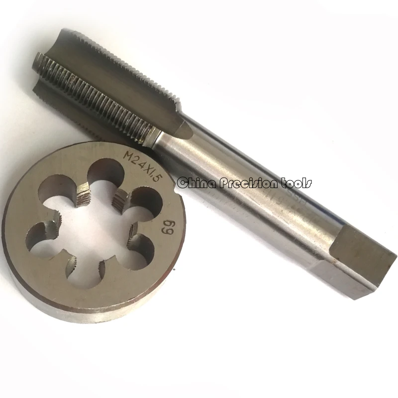 Juego de troqueles y grifos de rosca métrica M24, juego de troqueles redondos de corte, rosca de tornillo fino, M24X3, M24X2, M24X1.5, M24X1, 2 uds.