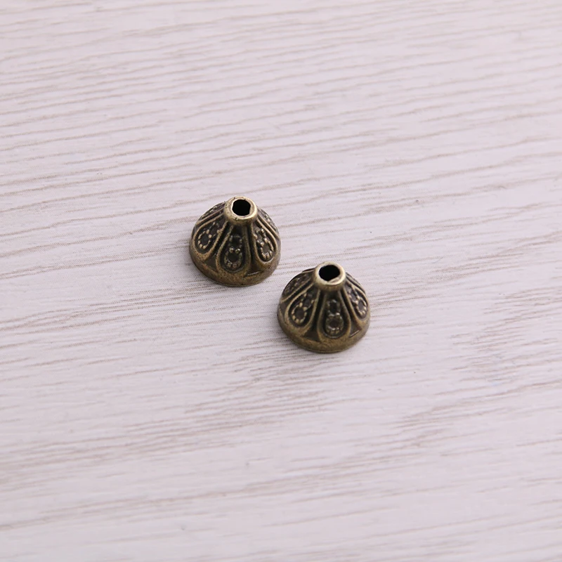 SWEET BELL  120pcs 7*10*10mm Two Color Bead Caps Charm Hollow Flower Pendants Jewelry Accessories DIY Receptacle Charms