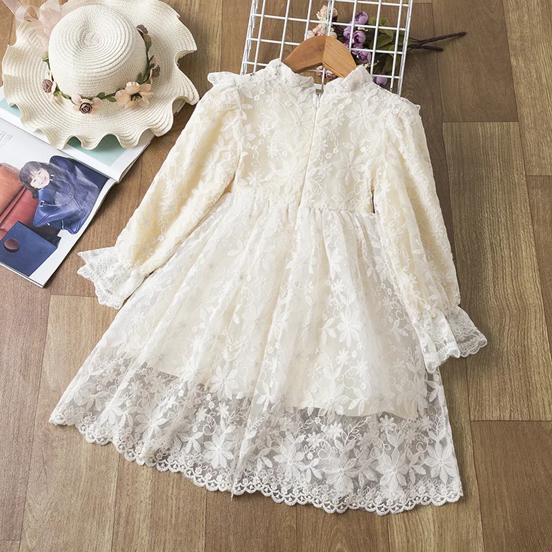 Kids Thicken Plus velvet Autumn Winter Dresses for Girls Lace Princess Dress Long Sleeve Party Vestidos Kids Children Clothing