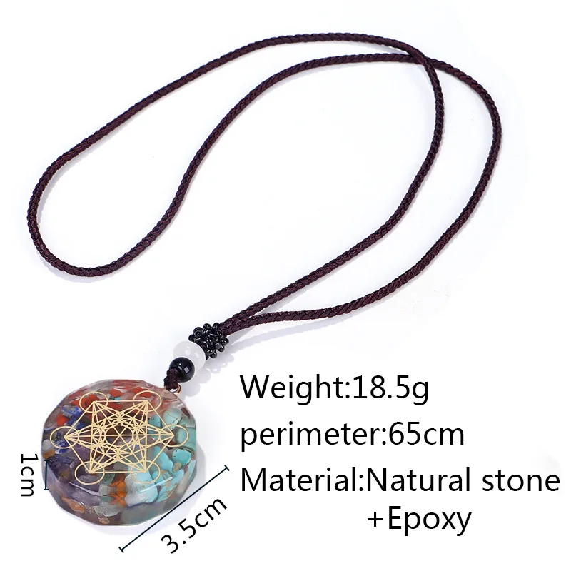 Flower of Life Pendant Necklace Natural Stone Chakra Reiki Healing Energy Generator EMF Radiation Protection Orgonite Necklace