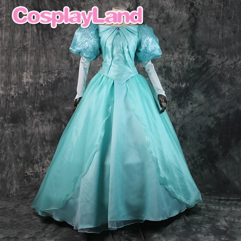 

Princess Ariel Cosplay Costume Halloween Fancy Dress Mermaid Women Dress Custom Made Sequins Lace Up Gown Suit