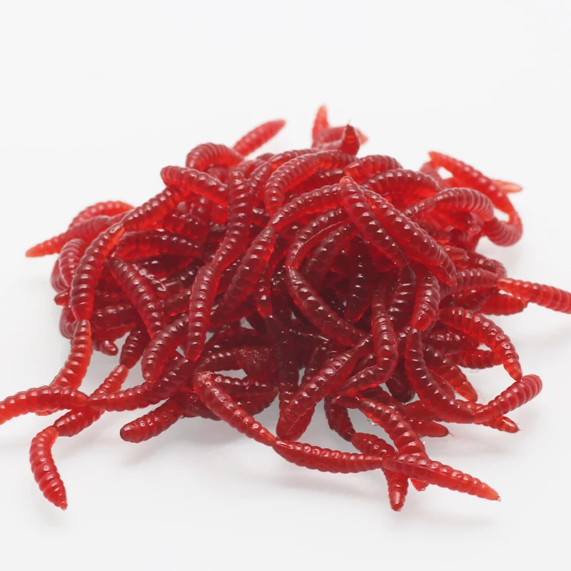 10 Pcs/lot 4cm Hot sale Simulation Earthworm red Worms Artificial Fishing Lure Tackle Fishy Smell Lures Red Lifelike Soft Bait