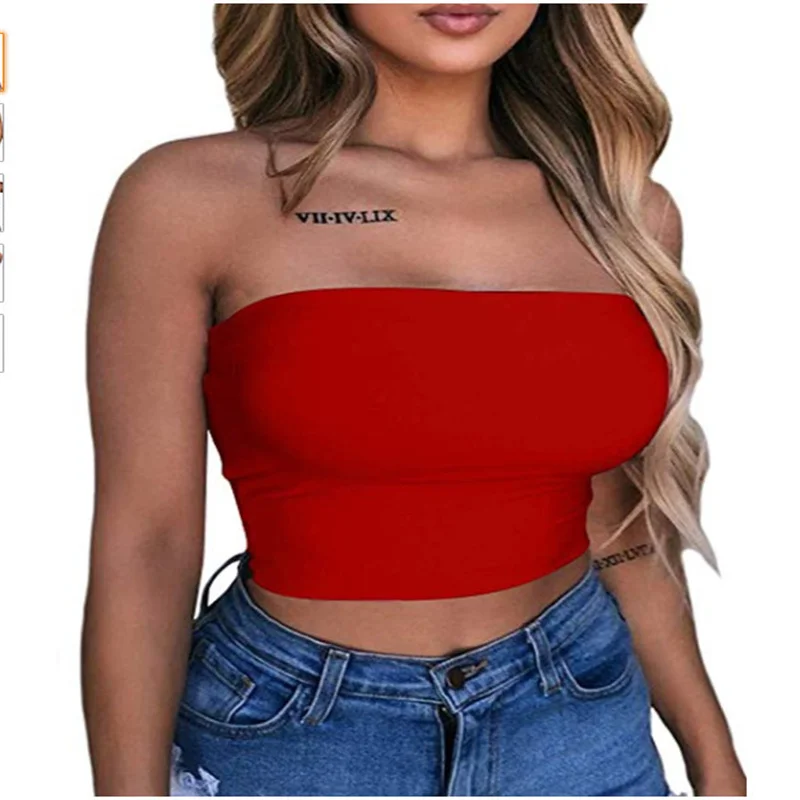 Top Women Bra Selling Solid Color Tube Tops in Europe and America New Yoga Sports Women\'s Wrapped Vest Women\'s Tube Top Cropped